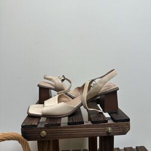 Elegant Cream Block Heel Sandals